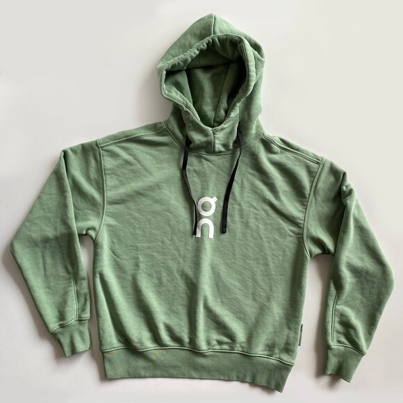 On Club Oversize Organic Cotton Blend Hoodie Size XS Green - Picture 2 of 7